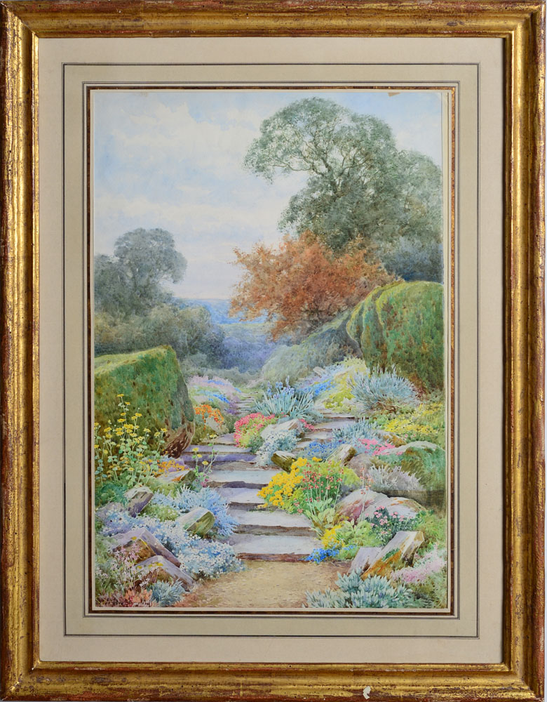 Appraisal: HENRY JOHN SYLVESTER STANNARD - THE GARDEN PATH Watercolor on