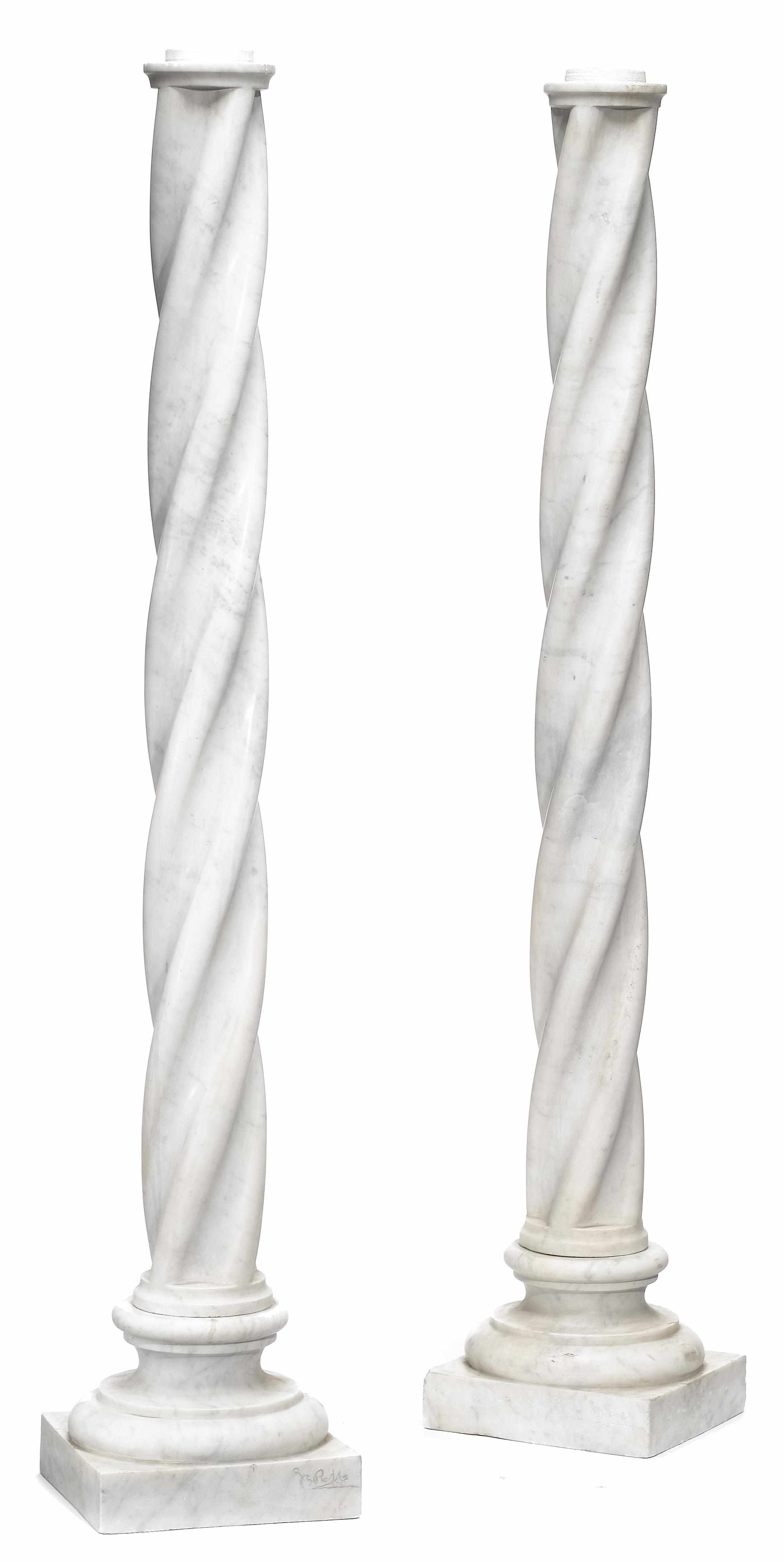 Appraisal: A pair of Continental marble columns th centuryoverall height in