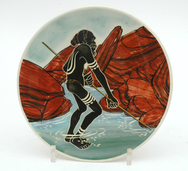 Appraisal: GUY MARTIN BOYD Victoria circa Circular earthenware plate painted with