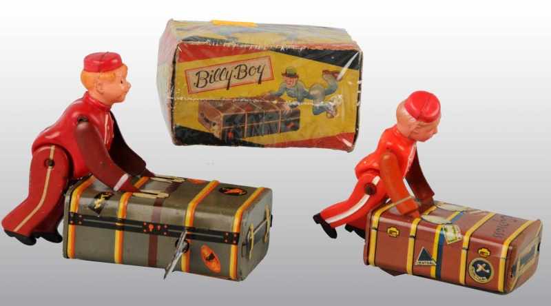 Appraisal: Lot of Celluloid Tin Baggage Men Toys Description Japanese Wind-up