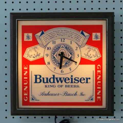 Appraisal: 's Budweiser Beer Lighted Wall ClockIs an authorized Anheuser -