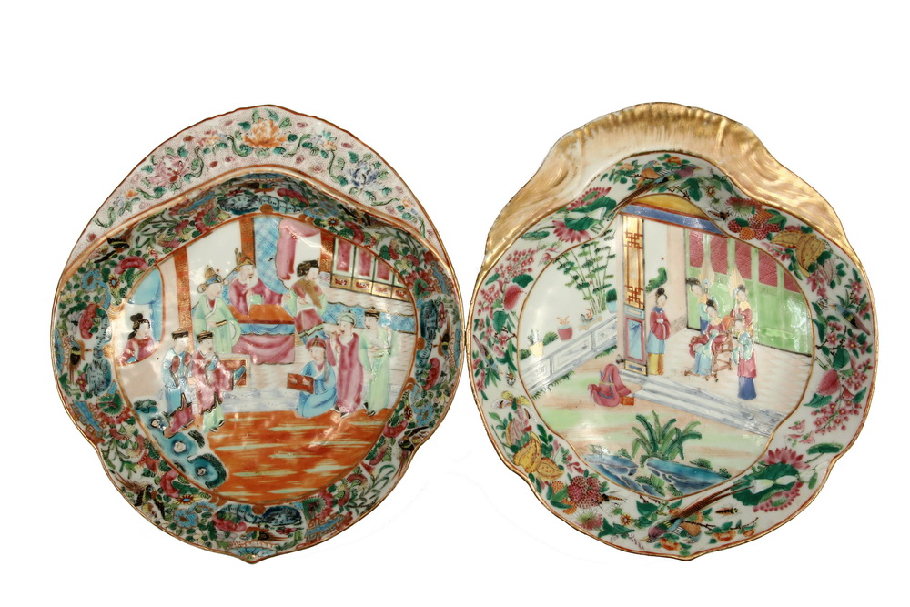 Appraisal: CHINESE EXPORT DISHES - Scarce th c Shrimp Dishes in