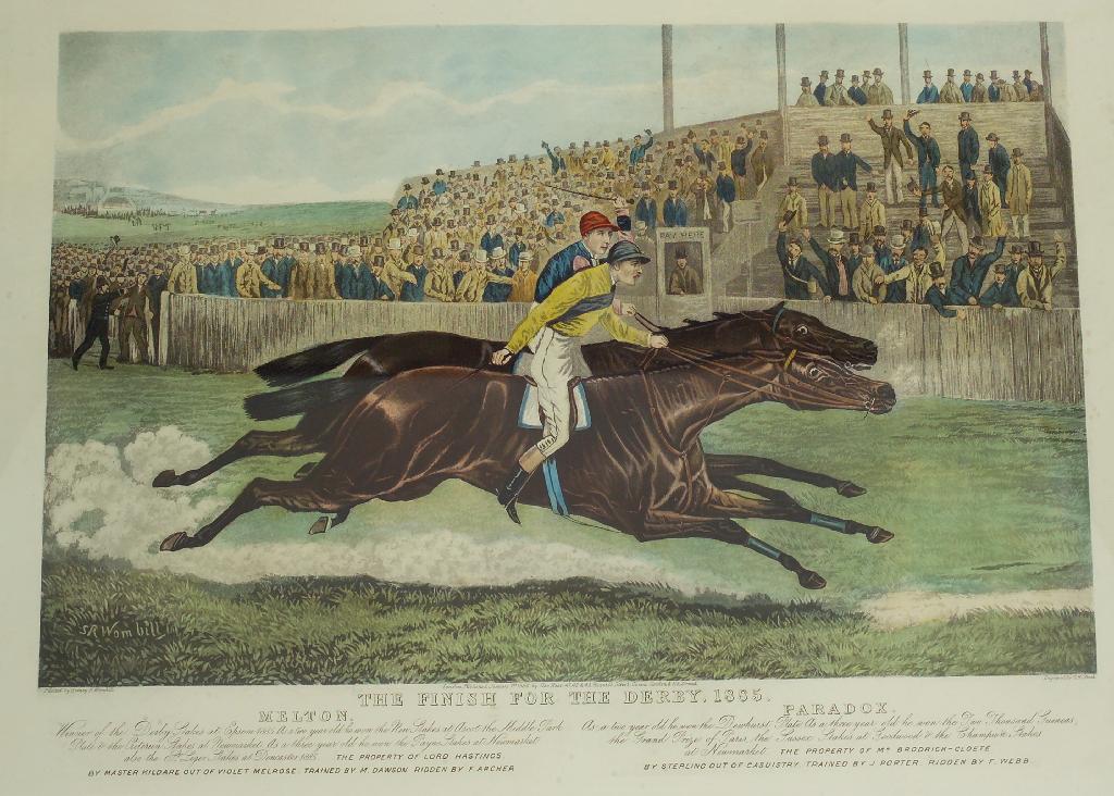 Appraisal: th CENTURY COLOURED ENGRAVING THE FINISH FOR THE DERBY Stock