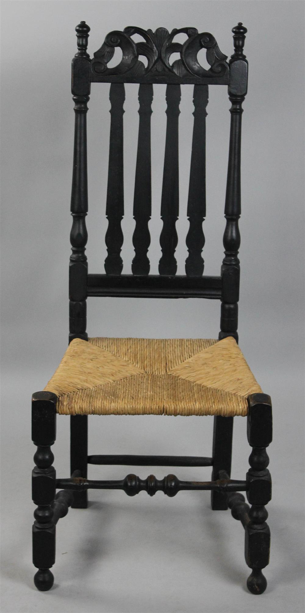 Appraisal: WILLIAM AND MARY BANNISTER BACK SIDE CHAIR PROBABLY BOSTON TH