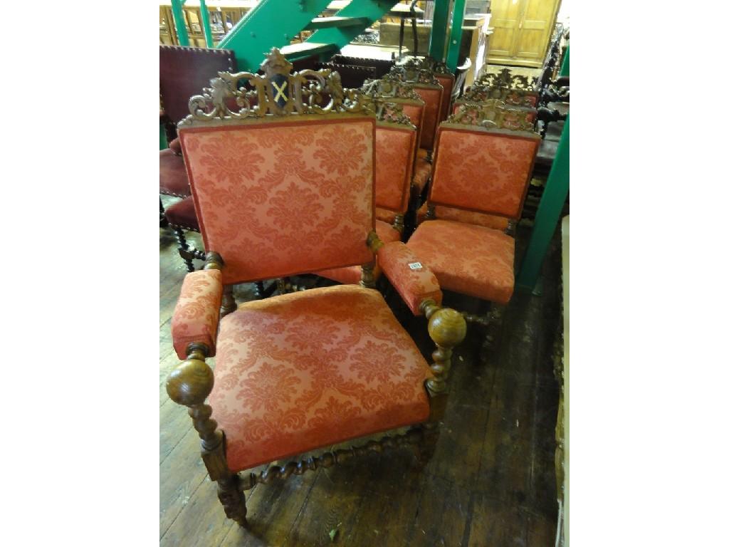 Appraisal: A set of eight Victorian oak framed dining chairs with