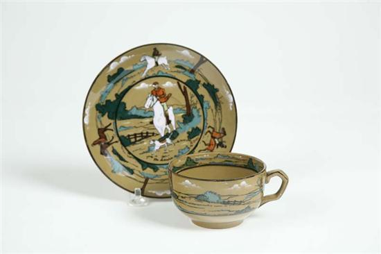 Appraisal: BUFFALO DELDARE CUP AND SAUCER The Fallowfield Hunt Signed and