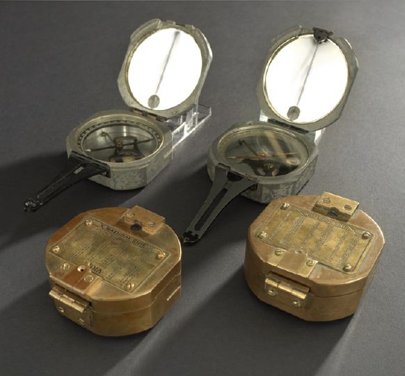 Appraisal: Group of Four Vintage Surveyor's Prismatic Compasses first half th