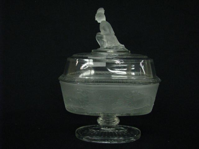 Appraisal: Westward Ho Pattern Glass high oval pedestal compote