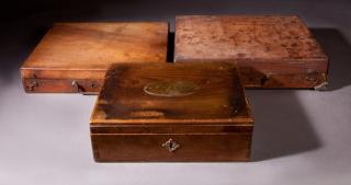 Appraisal: Group of Three Walnut Artist's Boxes early th c Group