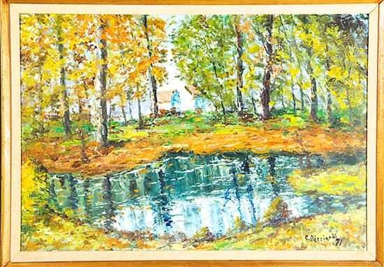 Appraisal: Caesare A Ricciardi Pennsylvania - AUTUMN SCENE oil on canvas