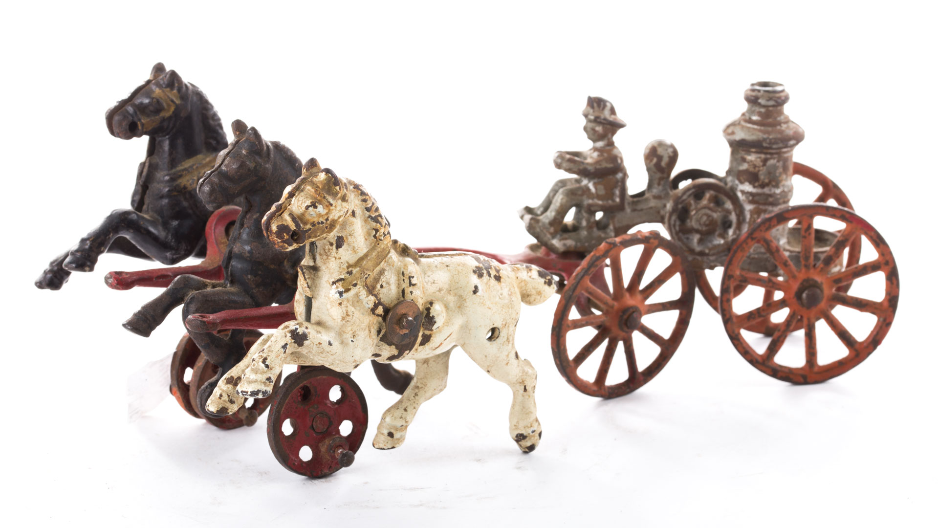 Appraisal: Cast iron horse-drawn fire pumper first-quarter- th century probably Kenton