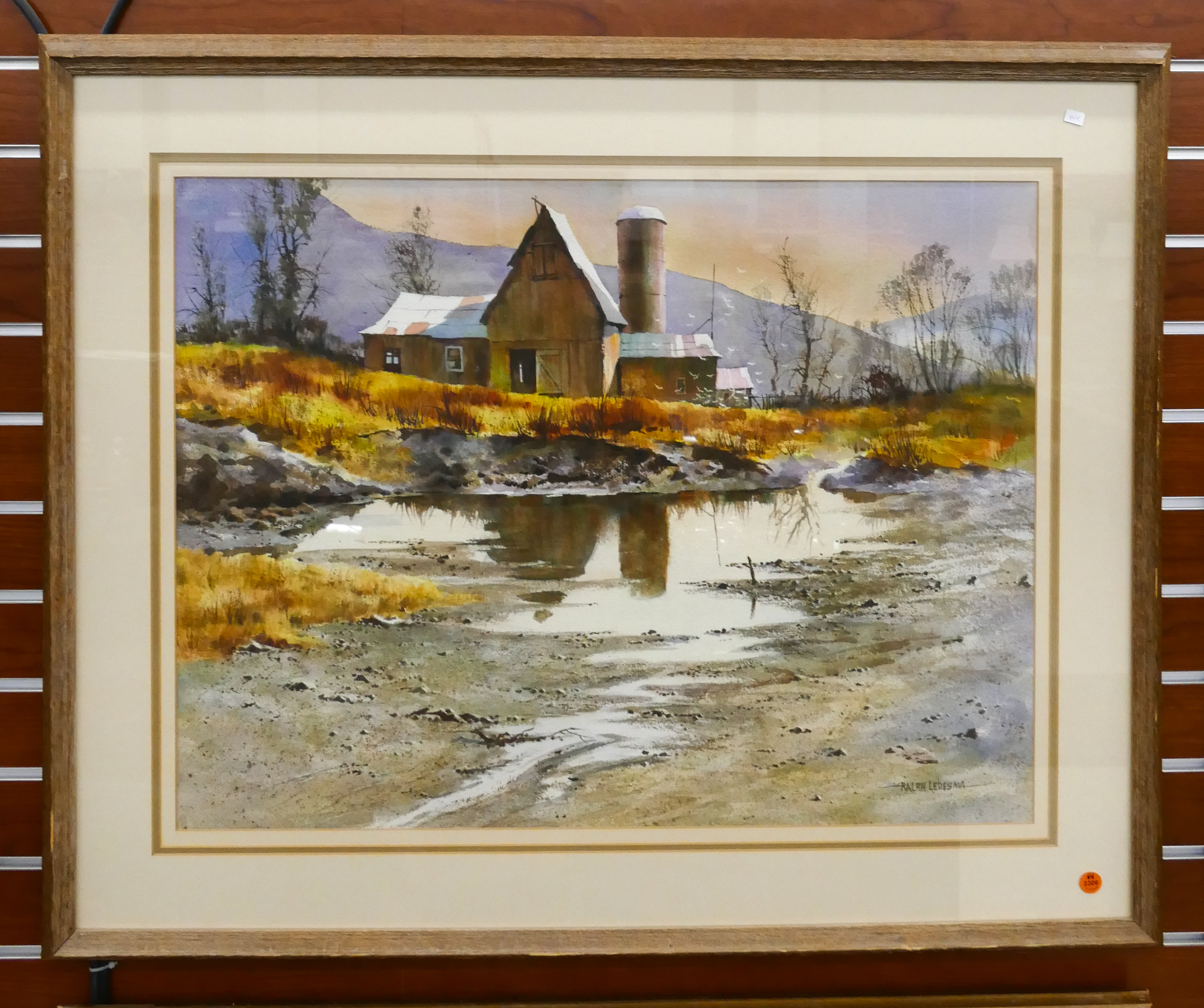 Appraisal: Ralph Ledesma - California Barn Scene Watercolor Framed- x ''