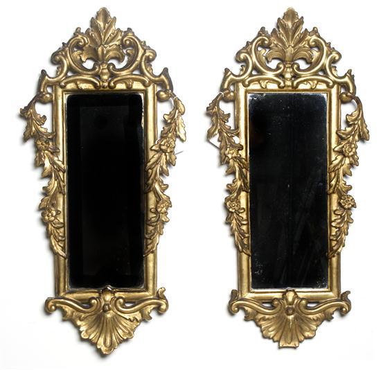 Appraisal: Pair of French Giltwood Wall Appliques th th century the