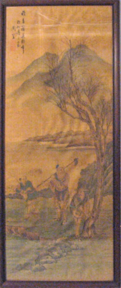 Appraisal: Two Chinese paintings late th century Of tall rectangular form