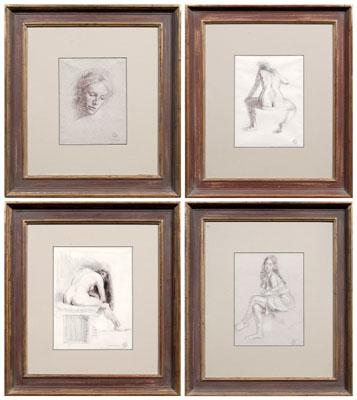 Appraisal: Four Tony Griffin drawings North Carolina born figure studies three