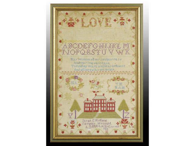 Appraisal: Sarah E Holland LH McCarrell School Sampler Description Original sampler