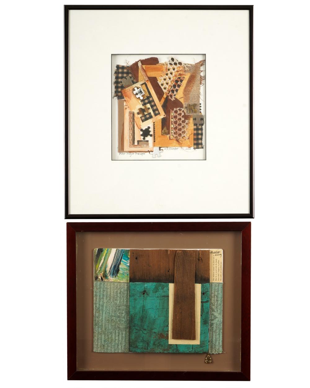 Appraisal: RICHARD PROCTOR AMERICAN TH CENTURY TWO WORKSeach mixed media collage