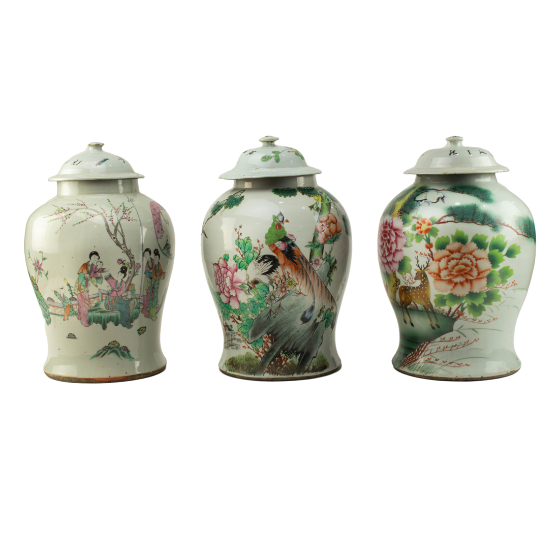 Appraisal: LOT OF CHINESE FAMILLE ROSE LIDDED JARS lot of Chinese