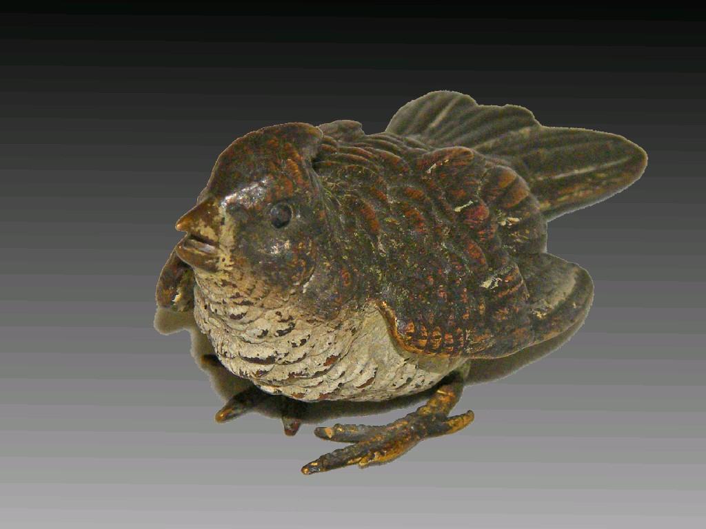 Appraisal: Austrian cold painted bronze of a small bird long