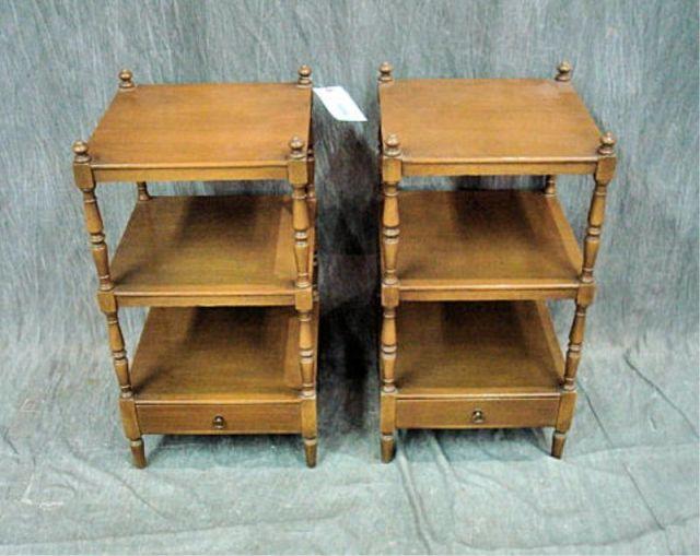 Appraisal: Pair of Mahogany Drawer What Not Shelf End Tables with