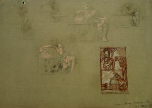 Appraisal: British School early-mid th century- Sketches of a figure with