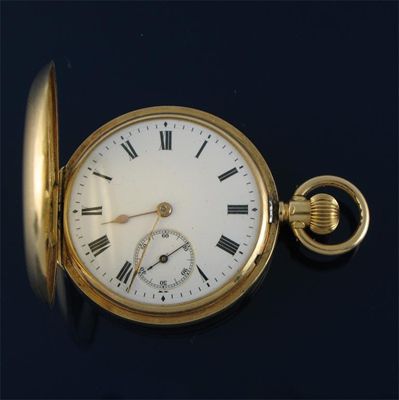 Appraisal: CT GOLD SMALL HUNTER WATCH A gold hunting cased fob