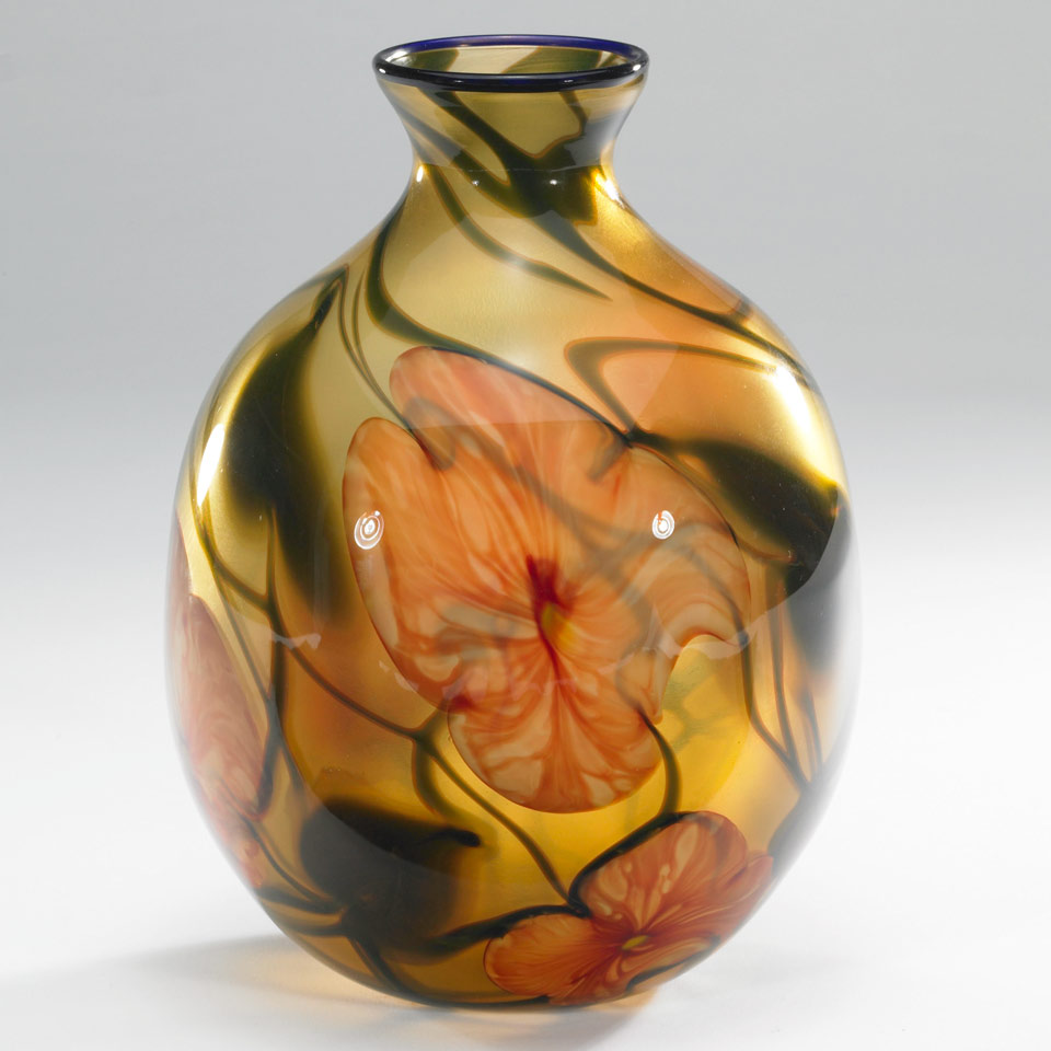 Appraisal: Charles Lotton American b Multi Flora Internally Decorated Glass Vase