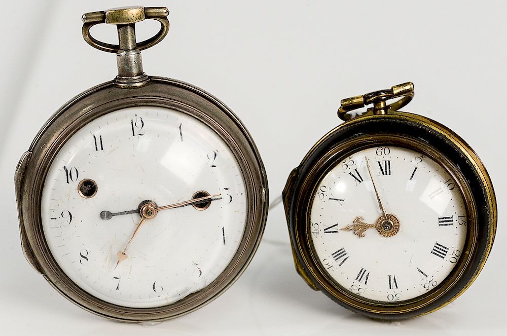 Appraisal: Two silver and tortoise shell case pocket watches to include