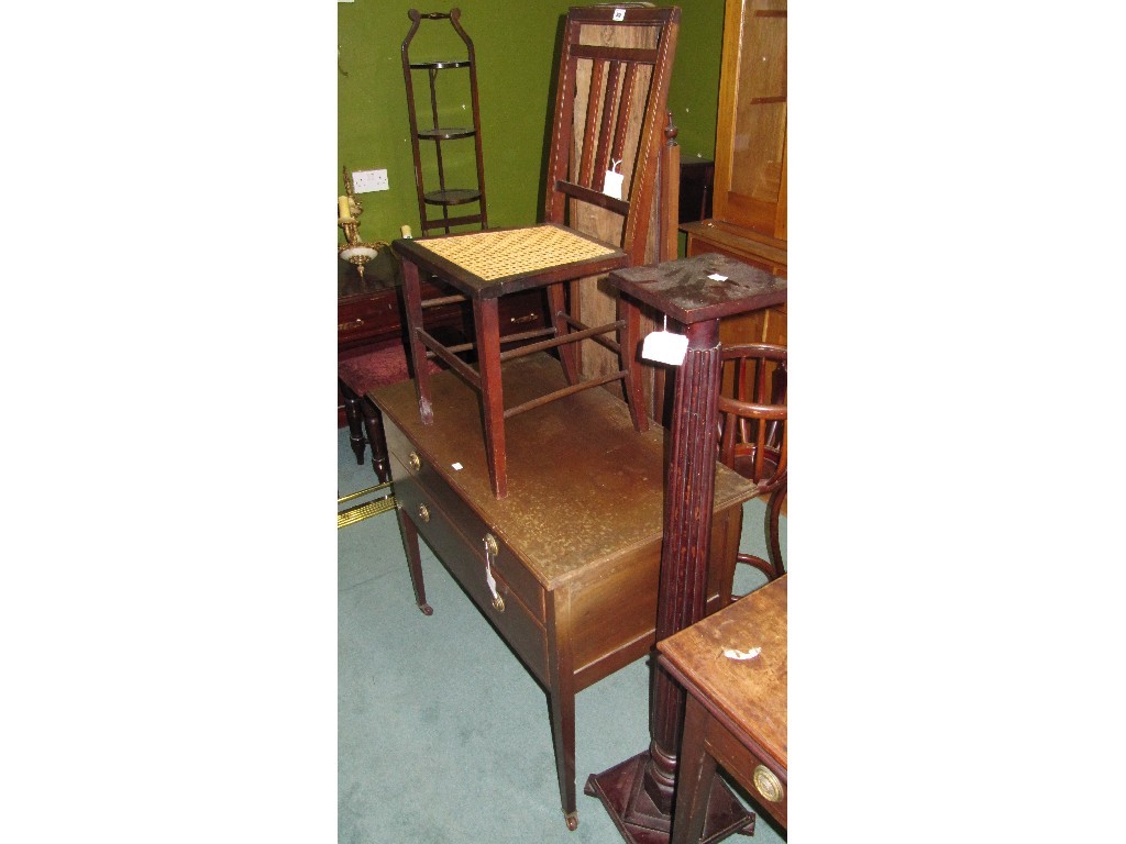 Appraisal: Lot comprising side chair two drawer chest and a torchere