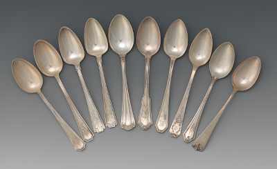 Appraisal: A Lot of Ten Similarly Shaped Sterling Silver Spoons All