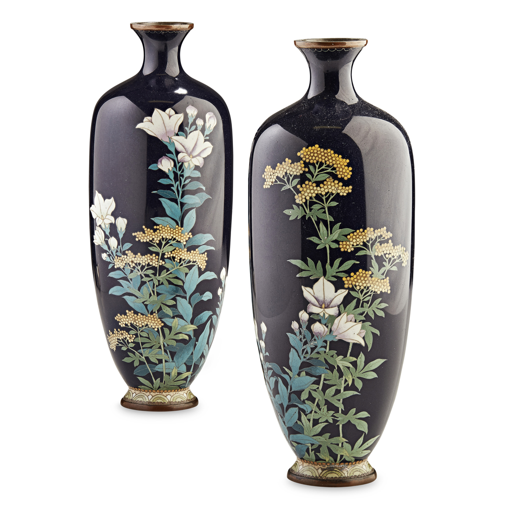 Appraisal: PAIR OF JAPANESE CLOISONNE VASES LATE TH EARLY TH CENTURY