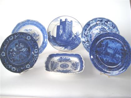 Appraisal: Six Staffordshire blue transfer-printed dishes early th century Dia in