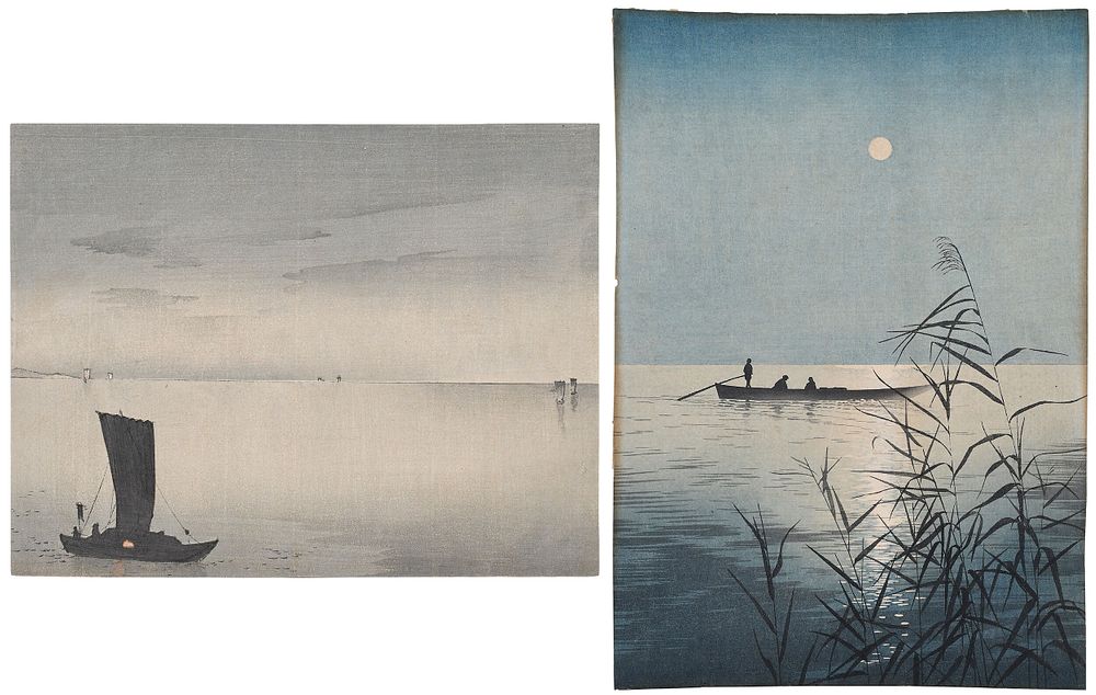 Appraisal: Two Japanese Woodblock Prints one after Suzuki Kason - Evening