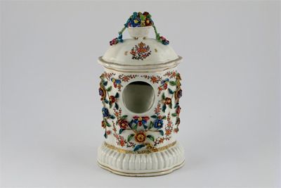 Appraisal: A rare Chinese famille rose watch stand and cover decorated