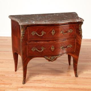 Appraisal: Louis XV style bronze mounted marble top commode Louis XV