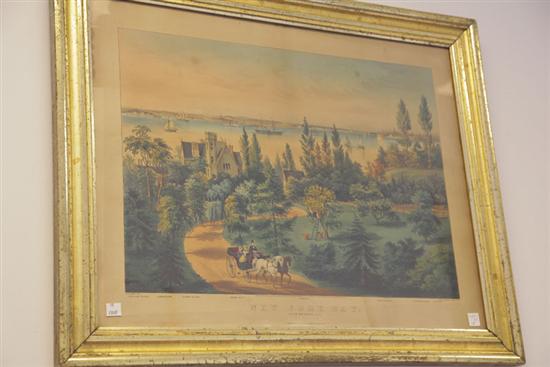 Appraisal: FRAMED CURRIER AND IVES NEW YORK BAY Handcolored lithograph entitled