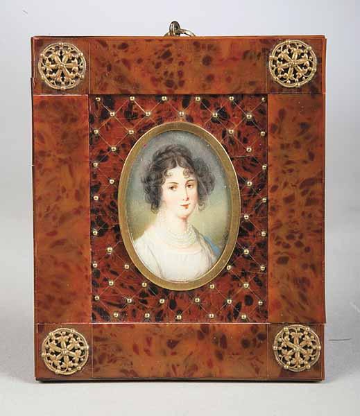 Appraisal: A Continental Oval Miniature Portrait on Ivory c depicting a