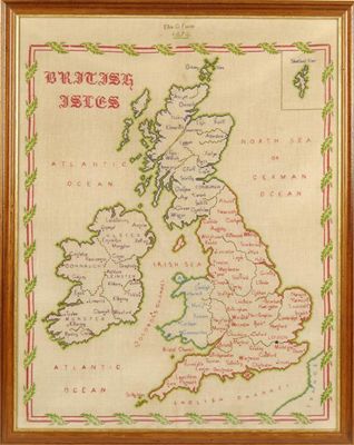 Appraisal: A Victorian needlework map sampler of the British Isles by