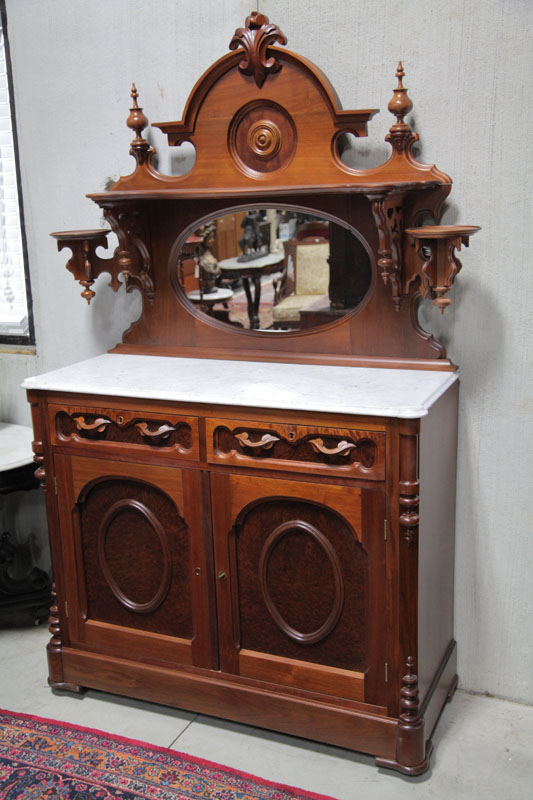 Appraisal: VICTORIAN SIDE BOARD Walnut with birdseye maple drawer fronts and