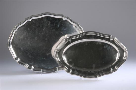 Appraisal: TWO GERMAN SILVER TRAYS Both oval with stepped flaring rim