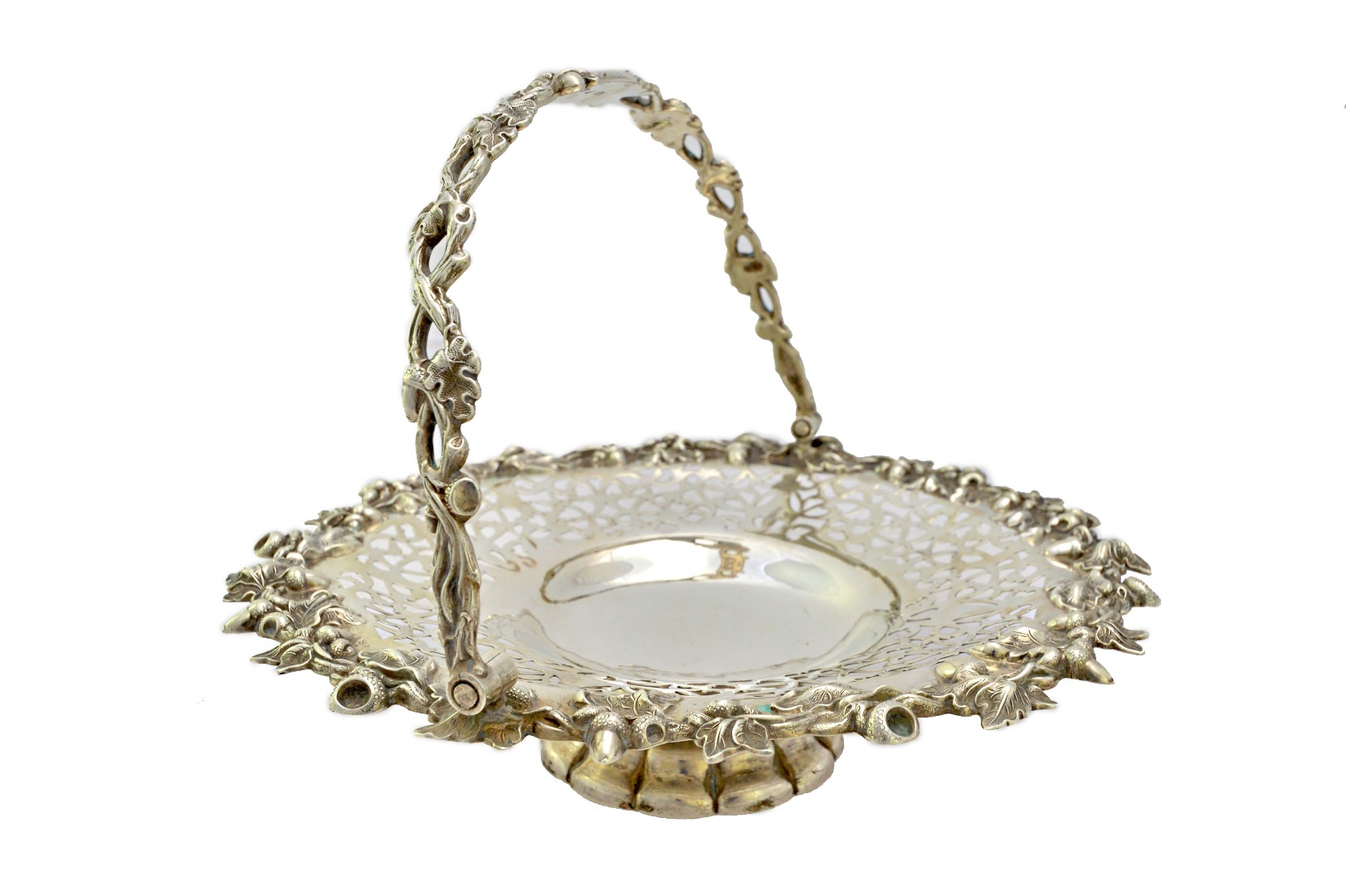 Appraisal: A Victorian silver cake or fruit basket of shaped circular