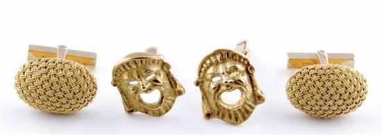 Appraisal: Tiffany Co and Vourakis yellow gold cuff links pair Tiffany