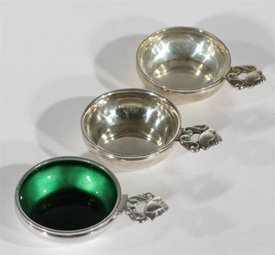 Appraisal: Three Georg Jensen Acorn silver salts one enamelled green stamped