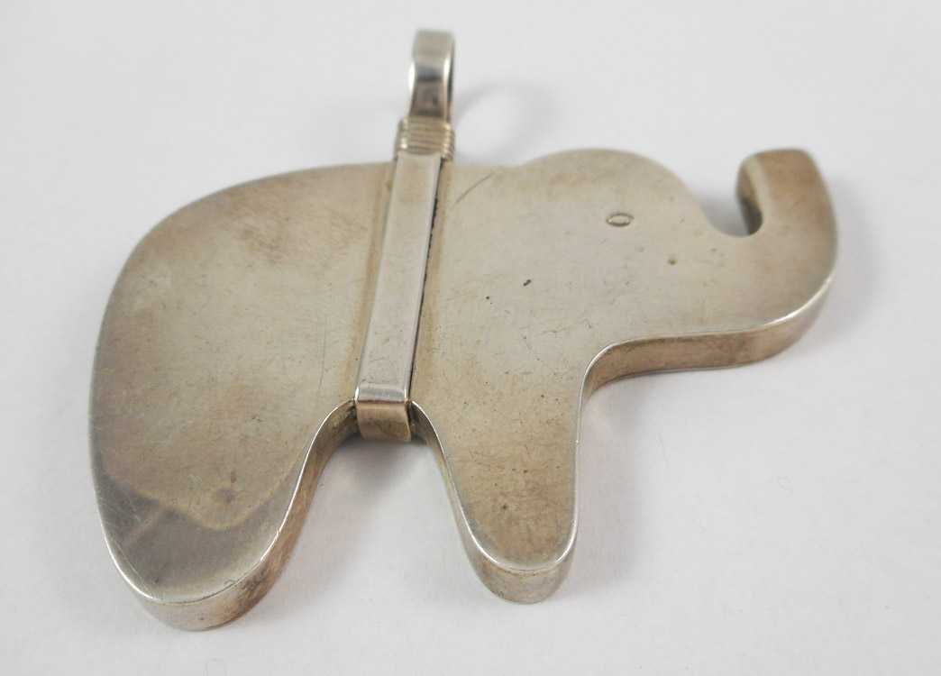 Appraisal: MEXICO STERLING SILVER ELEPHANT PENDANT weighing grams troy oz and