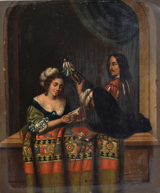 Appraisal: AFTER GERRIT DOU'The Casement Serenade' oils on metal panel x