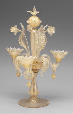 Appraisal: Venetian glass candelabra three arms with candle sockets ornate leaf