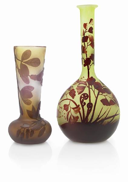 Appraisal: Two Gall cameo glass bud vases - each signed Gall