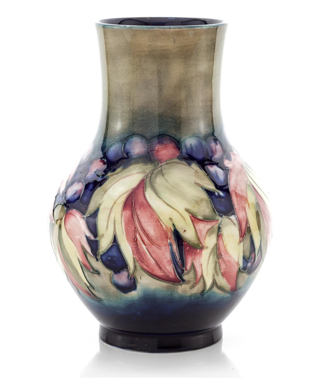 Appraisal: MOORCROFT POTTERY 'LEAF AND BERRY' PATTERN VASE S of baluster