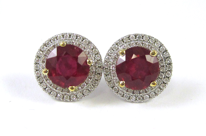 Appraisal: PAIR OF RUBY AND DIAMOND EARRINGS each k white and