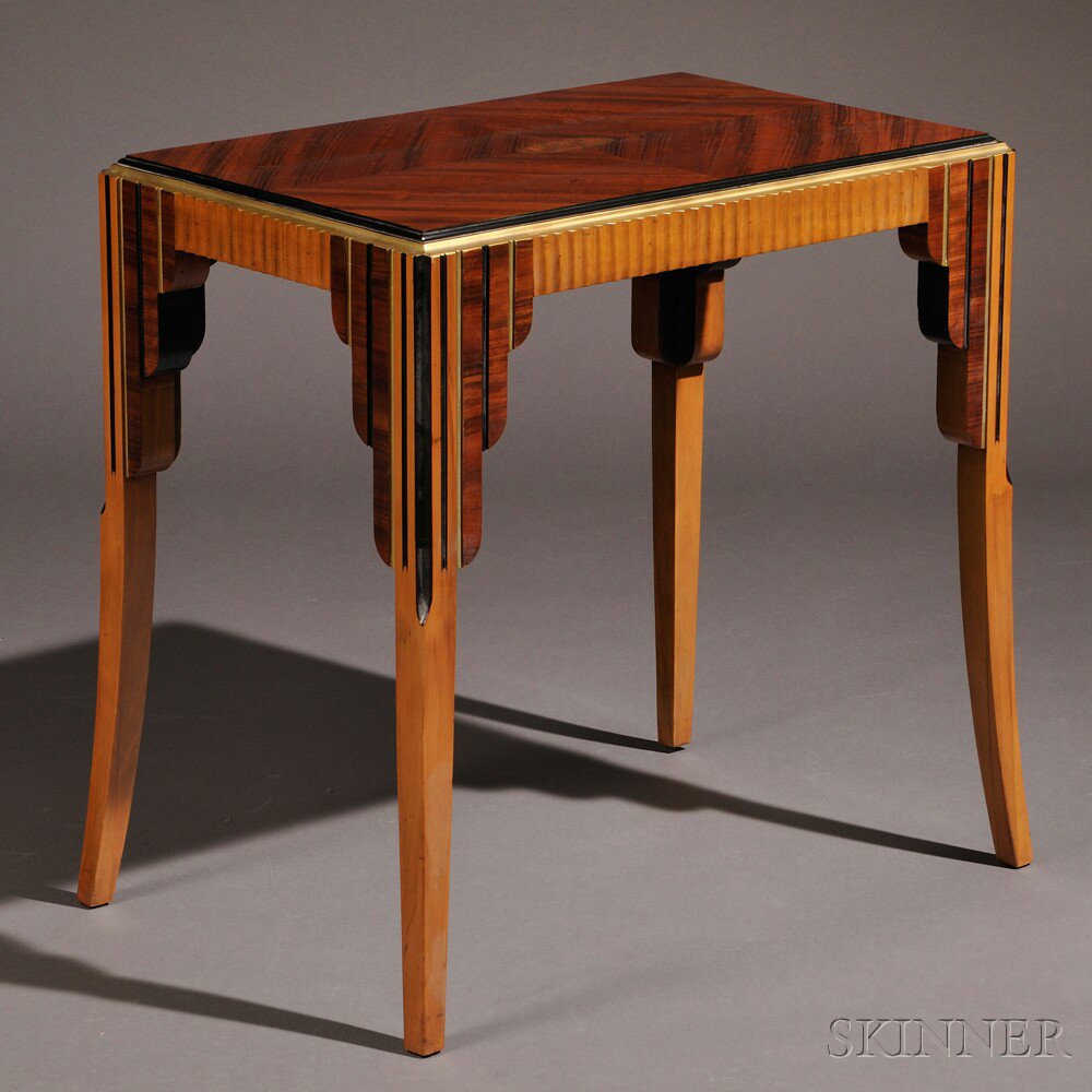 Appraisal: Art Deco Occasional Table Veneered and painted woods Europe c